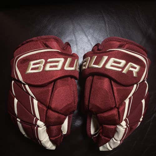 Red Used Bauer Vapor 1X Pro Lite 13" Pro Stock Gloves