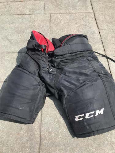 Black Used Large CCM HP45 Pro Stock Hockey Pants Colorado Avalanche