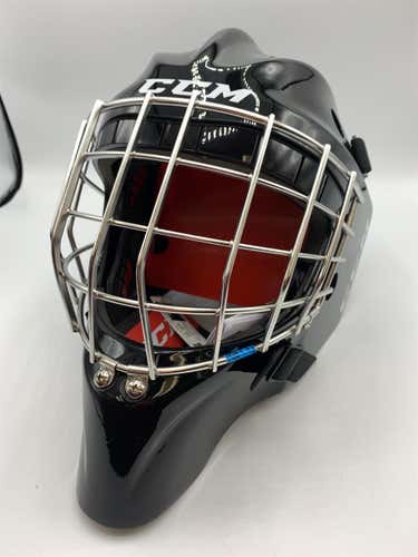 CCM 1.9 Black Large Goalie Helmet with Certified Straight Bar Cage - New with Tags