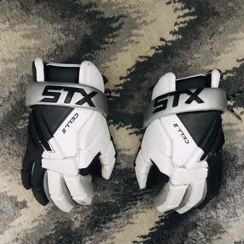 White Used Player STX Cell II 10" Lacrosse Gloves