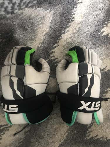 White Used Player STX 8" Lacrosse Gloves