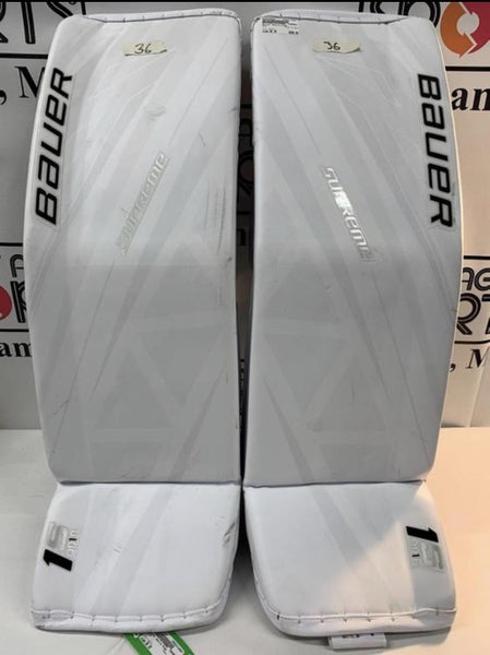 White New 36" Bauer Supreme 1S Goalie Leg Pads