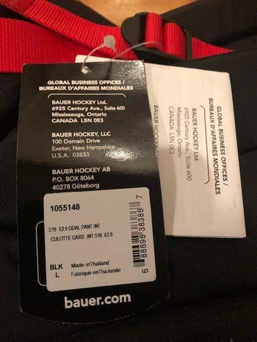 Black Intermediate New Large Bauer Vapor 2.9 Hockey Goalie Pants
