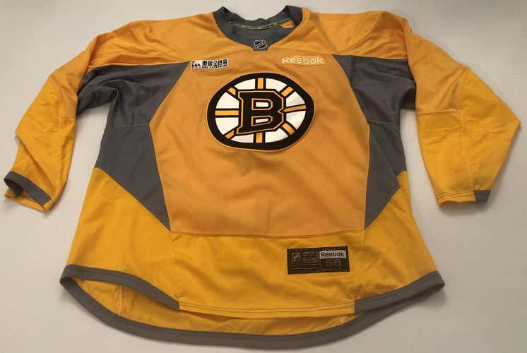 Reebok Edge 3.0 Custom Pro Stock Hockey Practice Jersey Boston Bruins Gold 58 New (6398)