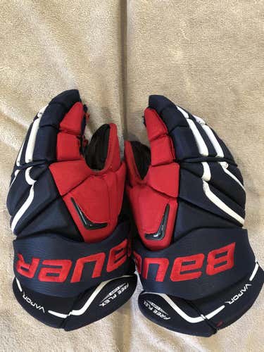 Used Blue Senior Bauer Vapor X100 Gloves 15"