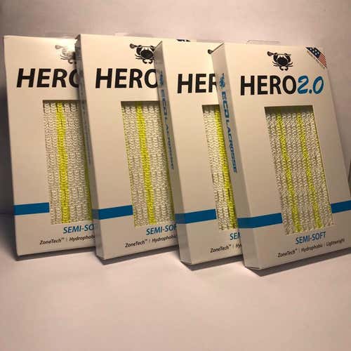**4 PACK** New ECD Lacrosse HERO2 Neon Yellow Striker Semi Soft Mesh
