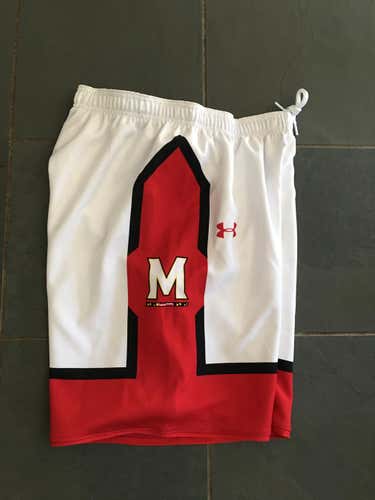 RARE NEW 2018 MARYLAND TERPS BASKETBALL Under Armour Game Shorts LARGE