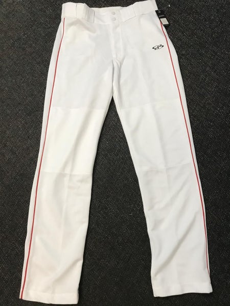 New Adult Men's 34 Boombah Pants White with Red Piping
