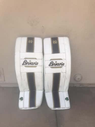 White Used Senior 33" Brian's OPTiK Goalie Leg Pads Pro Stock
