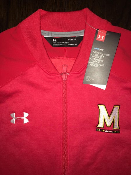 New Maryland Terps Under Armour Full Zip Jacket MENS LARGE Red