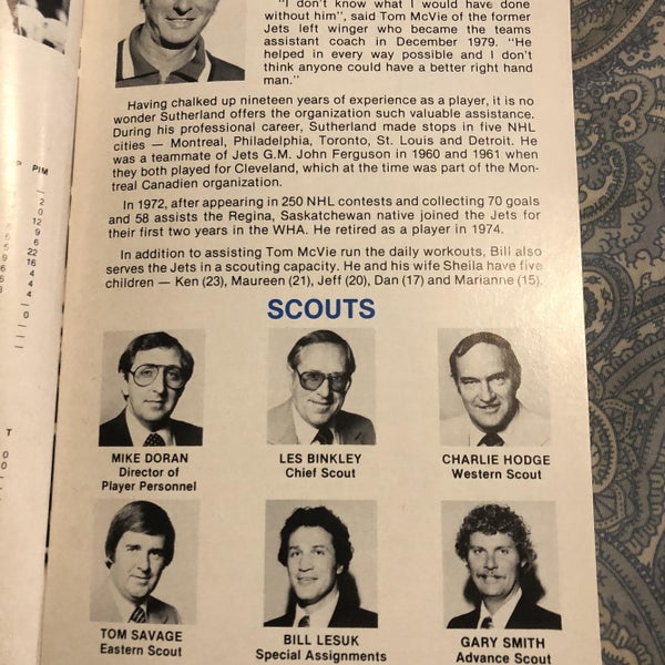 Winnipeg Jets NHL Vintage 1980-1981 Media Guide