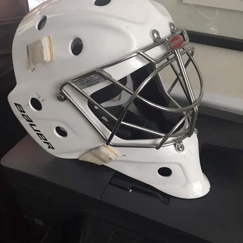 White Used Bauer NME 5  Goalie Mask