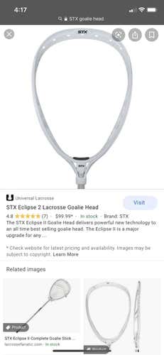 Used Strung Eclipse 2 Goalie Head