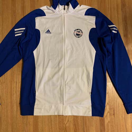 Blue And White Men's Large Adidas Jacket Pro Hockey