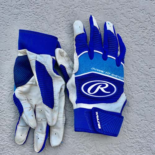 Blue Used Large Rawlings Batting Gloves
