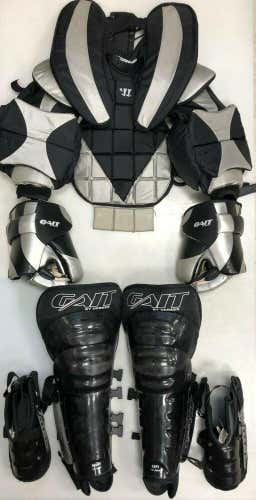 Box Lacrosse goalie equipment set chest leg guards gloves indoor shin Warrior 14