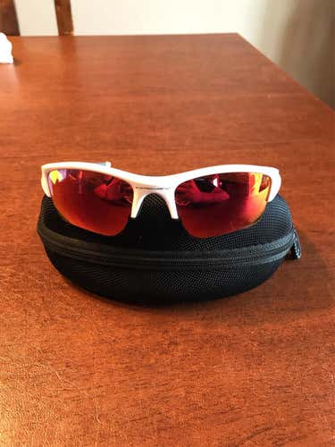 Used Oakley Flak Jacket XLJ Prizm Sunglasses White/grey/re