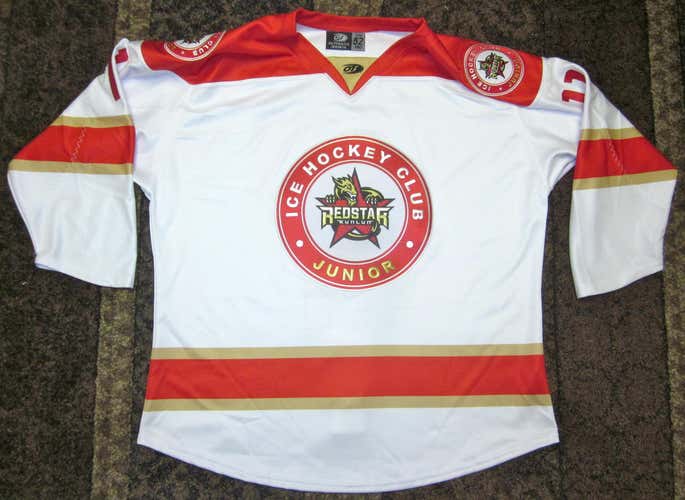 HC Kunlun Chinese JUNIOR Red Adult Men's 52 HOCKEY TEAM Jersey Pro Stock #11 WITH FIGHT STRAP