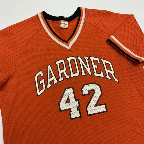 Vintage 80s Gardner Wildcats Jersey Womens L Orange Lady Champion USA Rare