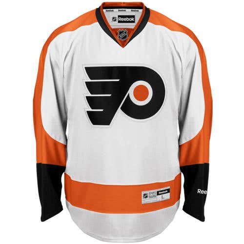 NEW! 50% OFF! Officially Licensed Philadelphia Flyers Reebok Premier Replica (Away) Jersey Adult Med