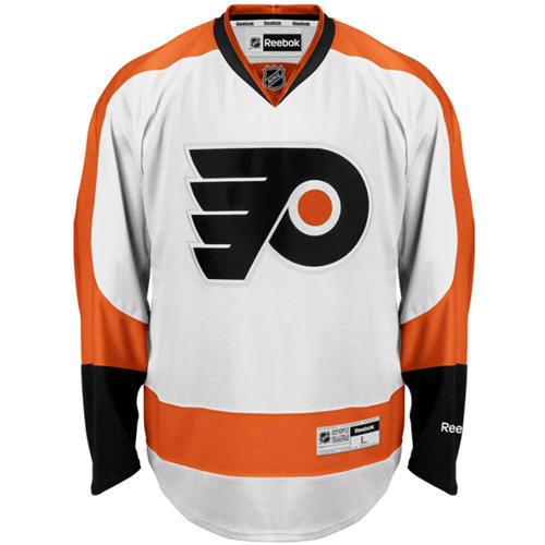 NEW! 50% OFF! Officially Licensed Philadelphia Flyers Reebok Premier Replica (Away) Jersey Adult Med