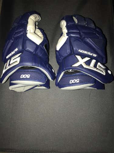 Blue Used Player STX Surgeon 500 12" Lacrosse Gloves