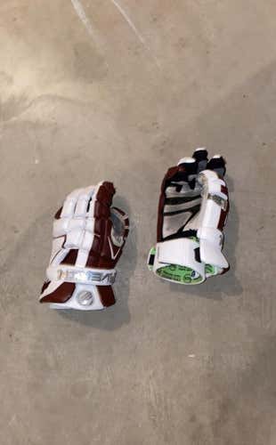 White Used Player Maverik M4 12" Lacrosse Gloves