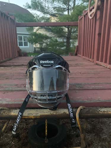 Black Used Medium Reebok 3K  Helmet with bauer full shield