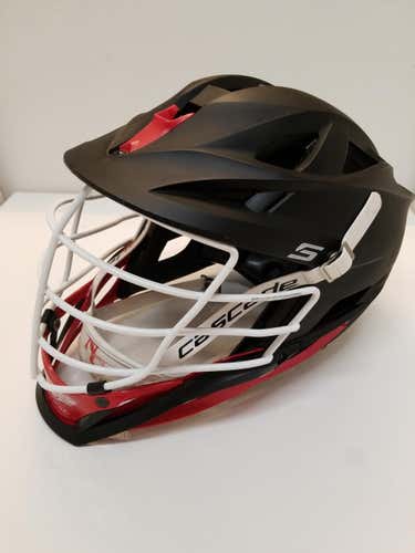 Men's Cascade S Lacrosse Helmet Matte Black and White