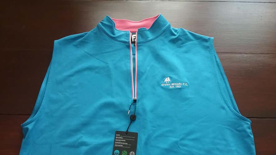 *New* Men's Footjoy Blue / Pink 1/2 Zip Vest - Size M (GWCC Logo)