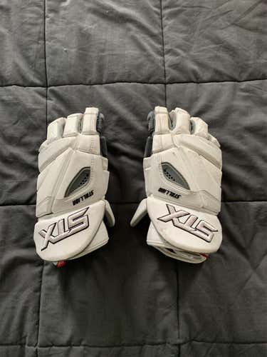 White Used Player STX Stallion 500 11" Lacrosse Gloves