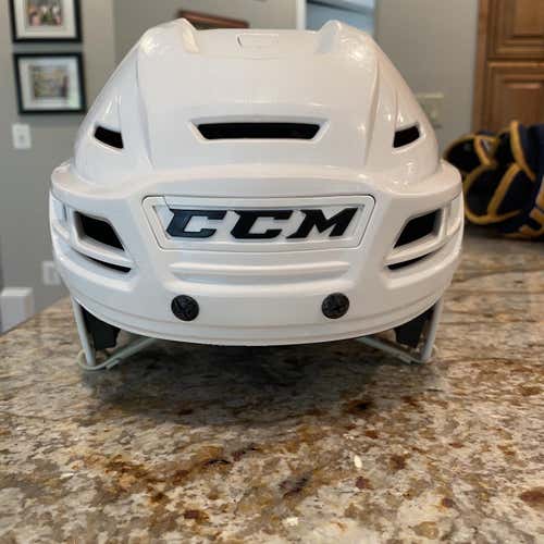 White Used Medium CCM Resistance Pro Stock Helmet