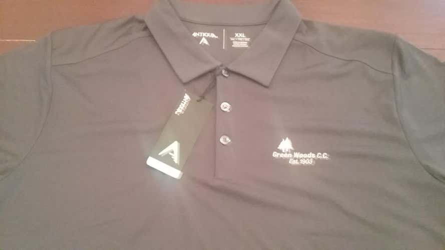 New Antigua Men's Solid Smoke Performance Golf Shirt - XXL (GWCC Logo)