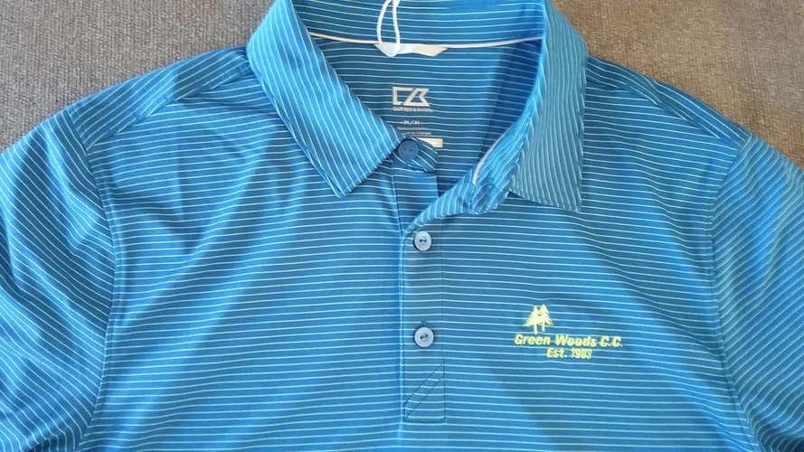 New Cutter & Buck  Men's Striped Performance Golf Shirt - Medium (GWCC Logo)