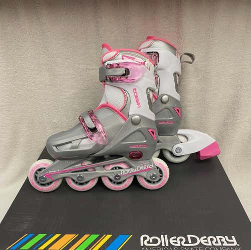 New White/Pink Adjustable Youth size 12-1 Roller Derby Cobra Inline Skates