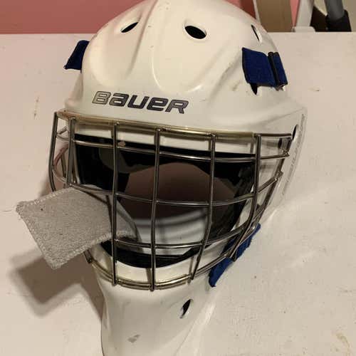 White Used Bauer NME 8  Goalie Mask