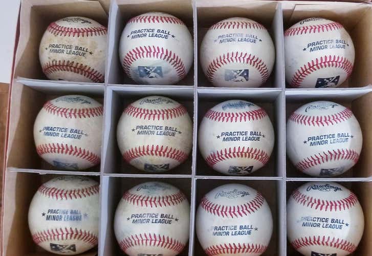 Rawlings Game Used Minor League Practice Baseballs, 12