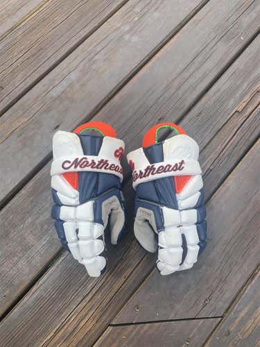 White Used Player Maverik Max 13" Lacrosse Gloves