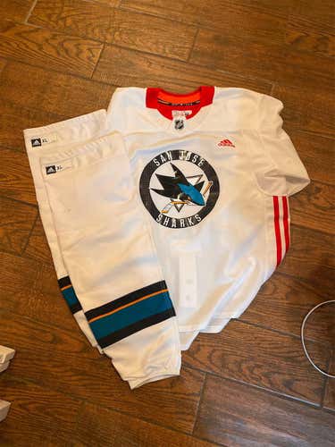 White Men's 56 Adidas Pro Stock Jersey San Jose Sharks