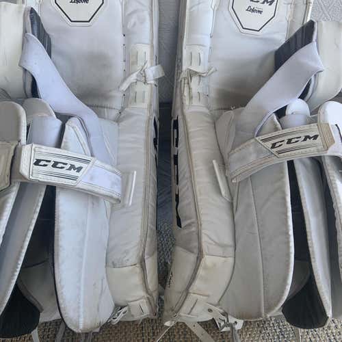 White Used 31" CCM Extreme flex 4.9  Goalie Leg Pads
