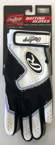 Bundle: 2 pairs New Rawlings 5150 Batting Gloves Adult Large White/Black mens