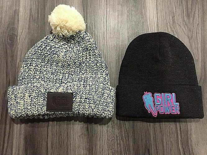 NEW - 2 GIRL POWER hockey hats. Winter. Girls. Womens.