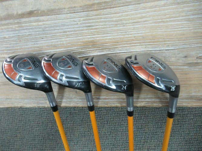 PING G10 18* 21* 24* 28* HYBRID SET PROFORCE REGULAR FLEX GRAPHITE DRI TAC GRIPS