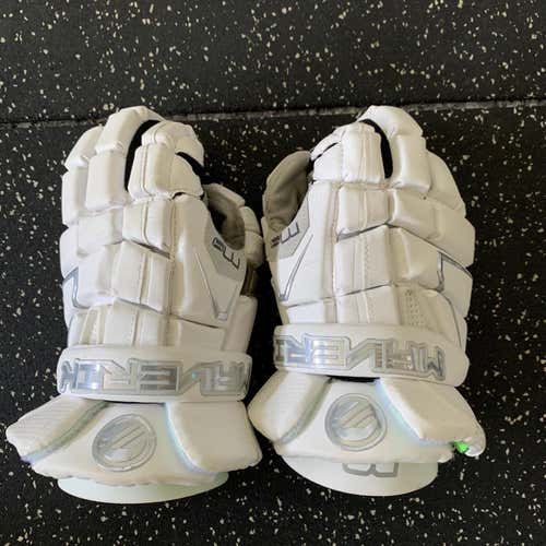 White Maverik M4 13" Lacrosse Gloves Used