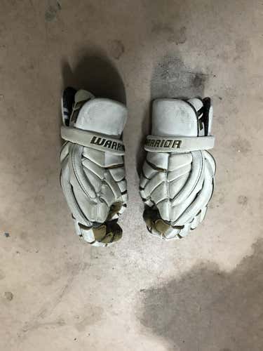 White Used Warrior Rabil Lacrosse Gloves 13"