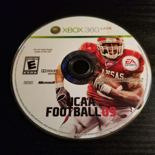 NCAA Football 09 (Microsoft Xbox 360, 2008) Disc Only - College - Arkansas Rare