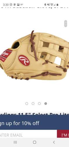 Kris Bryant Yellow New Rawlings Right Handed Infield Pro Lite Series Baseball Glove 11.5"