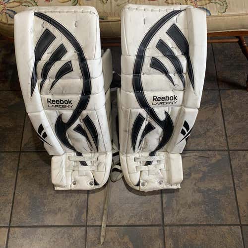 White Used 31" Reebok Larceny Goalie Leg Pads
