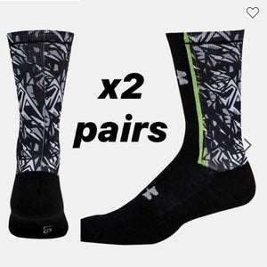 x2 New Under Armour Men’s Black Lax Banshee Socks Size XL