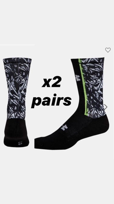 x2 New Under Armour Men’s Black Lax Banshee Socks Size XL